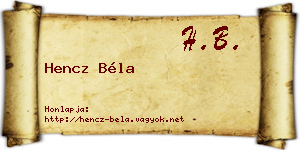 Hencz Béla névjegykártya